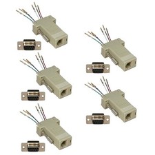 5x DB9 RS232 Female to RJ11 RJ12 6P6C Telephone Phone Line Modular Adapter Ivory
