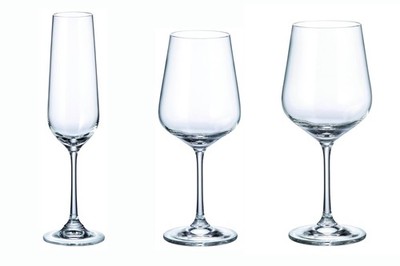 Red Vanilla Crystalite Bohemia Stemware Set (18 Piece), 16 oz, Clear