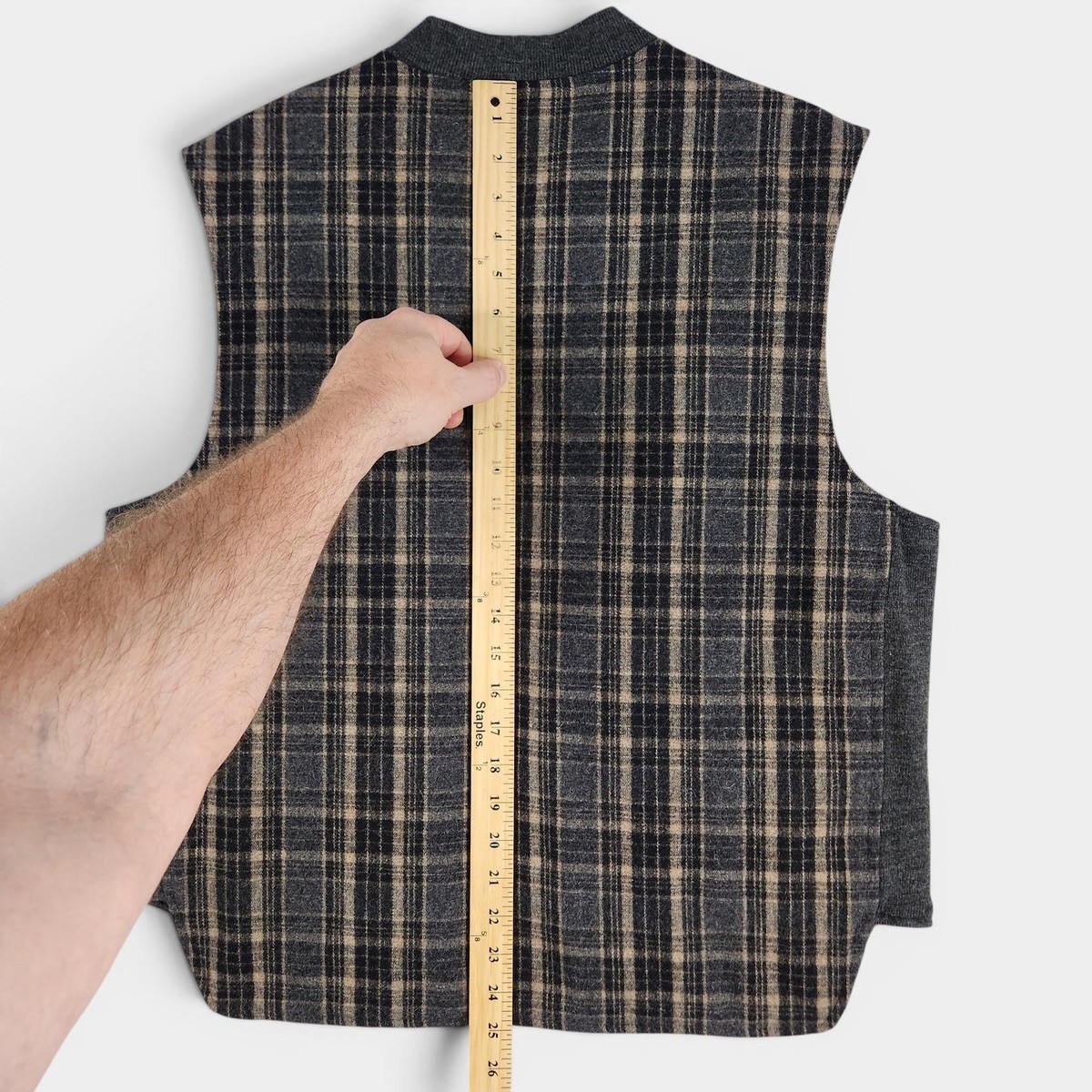 90s Banana Republic Vest Mens Large Gray Reversible Wool Plaid
