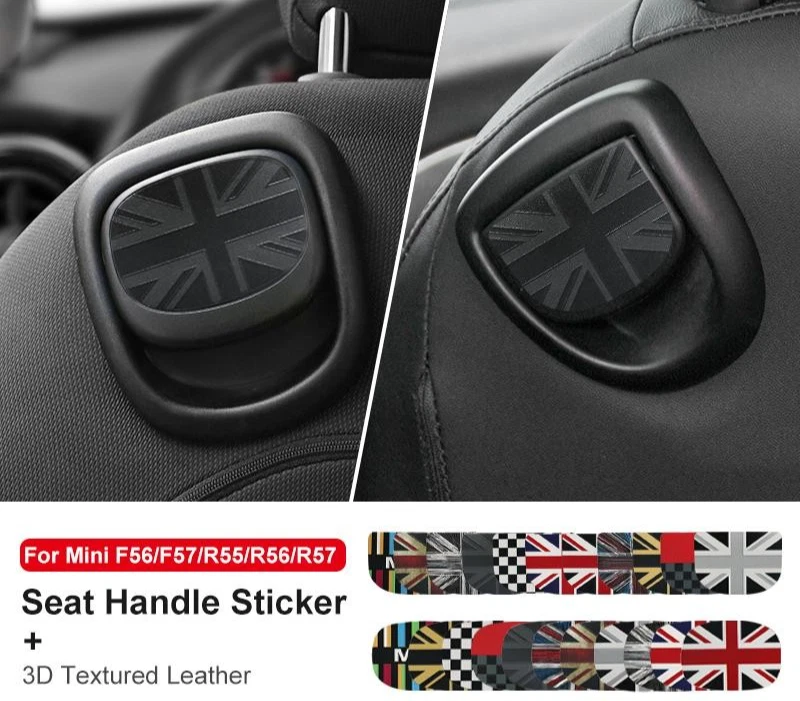 Fits Mini Cooper R55 R56 R57 & F56 F57 Rear Seat Handle PU Leather Sticker Patch