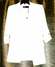 ZARA Join Life Women s White Solid Lined Long...