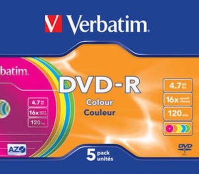Verbatim DVD-R Colour, 4,7 GB, 16x, 5er SC DVD-Rohlinge #31343294