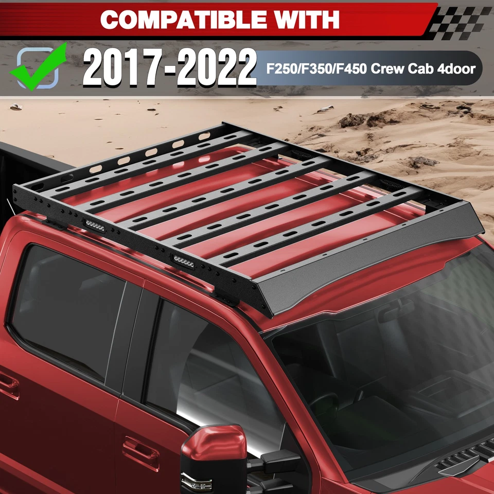 For 2017-2022 F250/F350/F450 Super Duty Crew Cab Roof Rack Hardtop Cargo Basket Foto 3 de 4