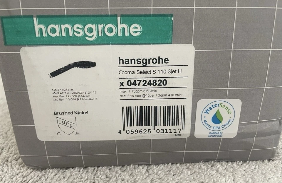 Hansgrohe Croma S 1.8 GPM chuveiro varinha multifuncional, 04724, níquel escovado, novo - Imagem 4 de 4