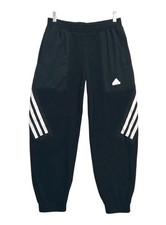 Adidas Fleece Joggers Men  s M Black Track Pants 3 Stripes Drawstring Pockets