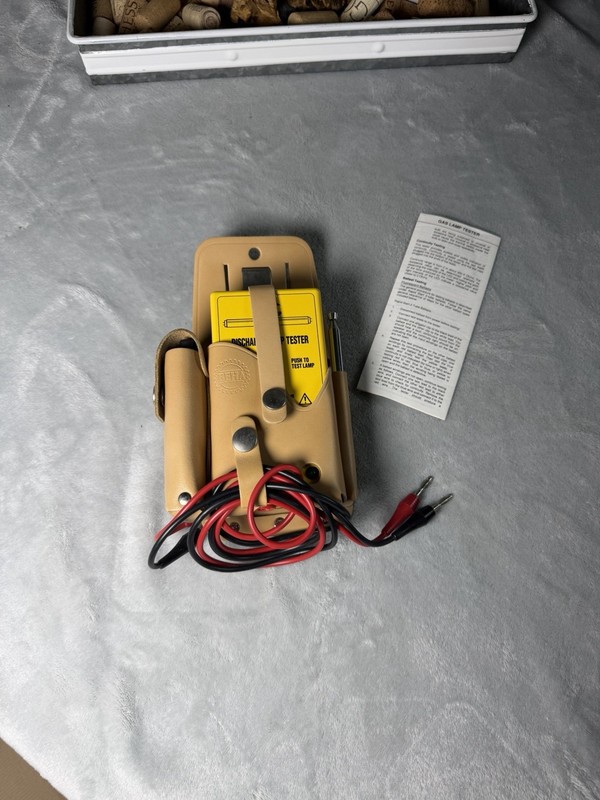 BEHA Gas Lamp Tester w/ Original Cords, Instruction Manual & Leather Carry Pouch