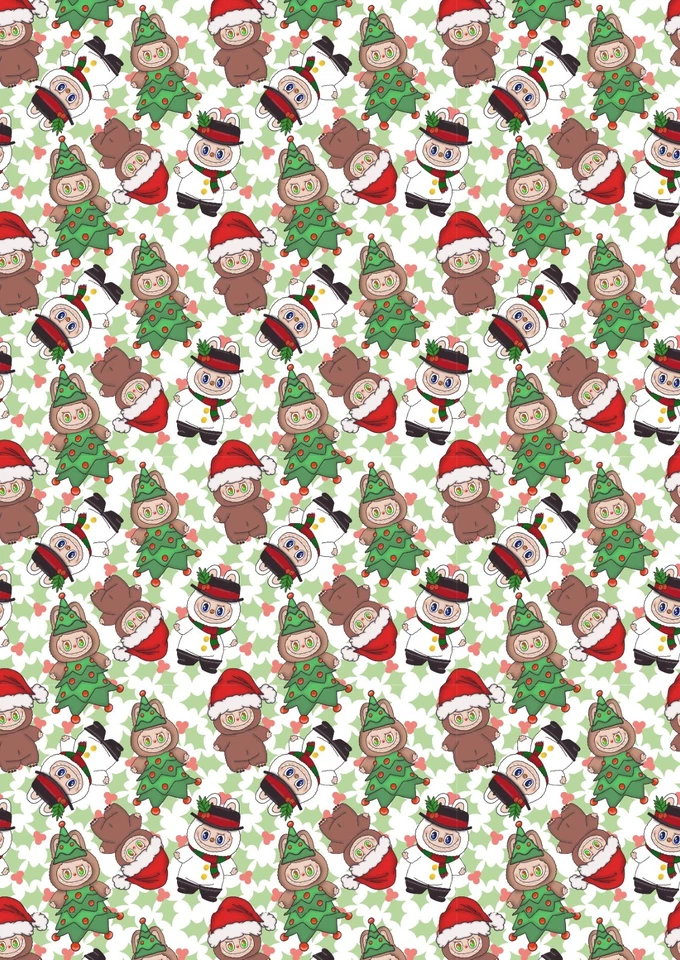 CUTE MONSTERS Christmas Wrapping Paper - Cute Character Wrap - Labubu Wrap - Image 2 of 2