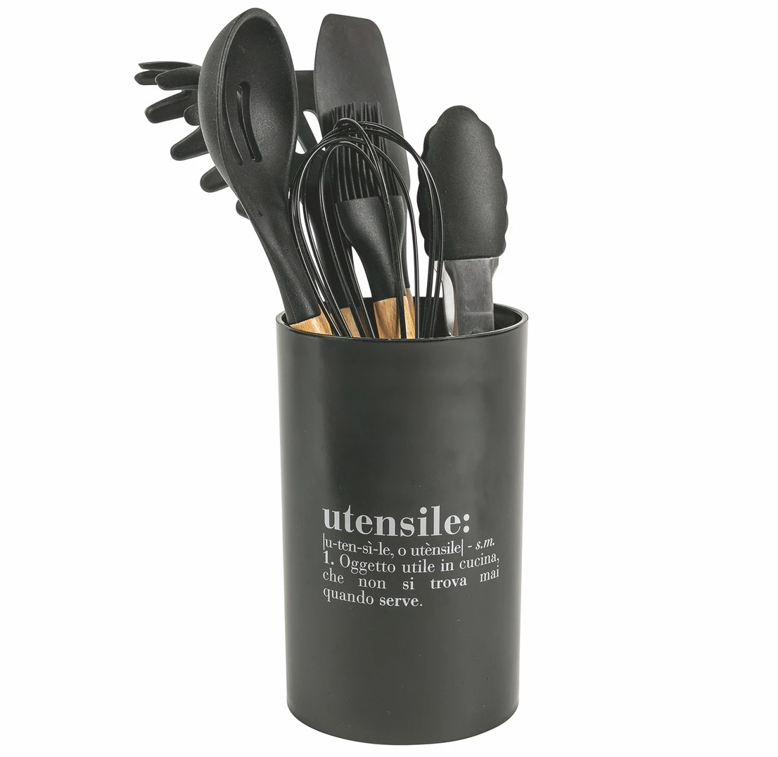 Victionary Set Mestoli 8 Pezzi Silicone Nero con Porta Utensili