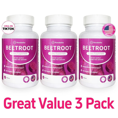 #ad 3PCS Rosabella Organic Beet Root 60 Capsules Natural Energy Boost Blood Pressure $17.39