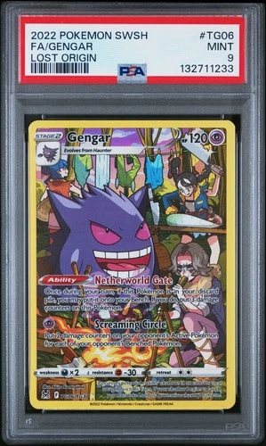 2022 POKEMON SWORD & SHIELD LOST ORIGIN #TG06 FULL ART/GENGAR PSA 9