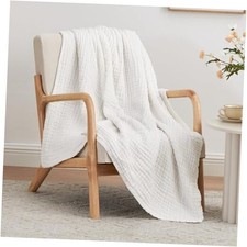 6 Layer 100 Cotton Muslin Blanket, 50"x60" Throw Muslin Throw 50"X60" White