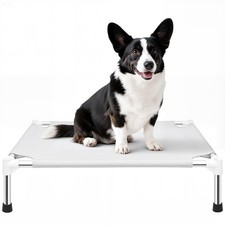 Elevated Dog Bed, Indoor/Outdoor Raised Dog Cot for Small Dogs, Detachable Pe...