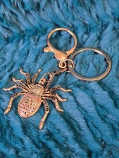 Gold Spider Keychain with colorful rhinestone accents
