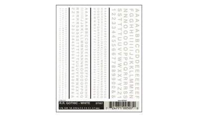 Woodland Scenics Railroad Gothic White Letters Dry Transfer Decals DT507