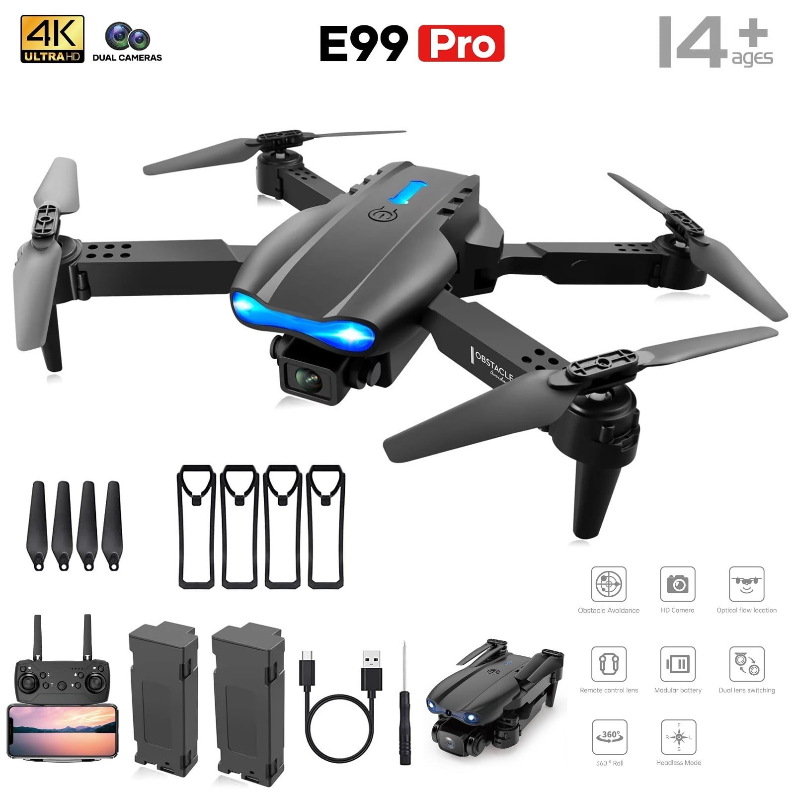 HTB HTB-20230518 Drone with 4K HD Dual Camera RC Quadcopter with 2 Modular