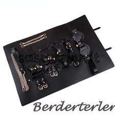 Luxury Leather Kits Handcuffs Collar Gag flirt Storage Bag Set For Women Couples