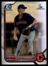 2022 BOWMAN DRAFT CHROME REFRACTOR JUSTIN CAMPBELL RC CLEVELAND GUARDIANS