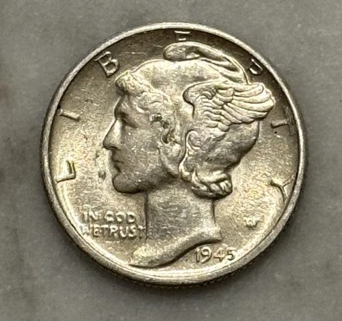 1945-D Mercury Dime - AU - About Uncirculated - 90% Silver