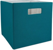 Foldable Square Storage Box Large Teal 33x33x33cm Durable Polyester Cube New