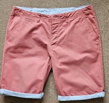 Mens Salmon Pink Cotton Chino Shorts Size 34