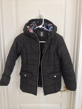 R1881 by S Rothschild Girl Puffer Jacket L Black Hooded Full Zip Winter Coat