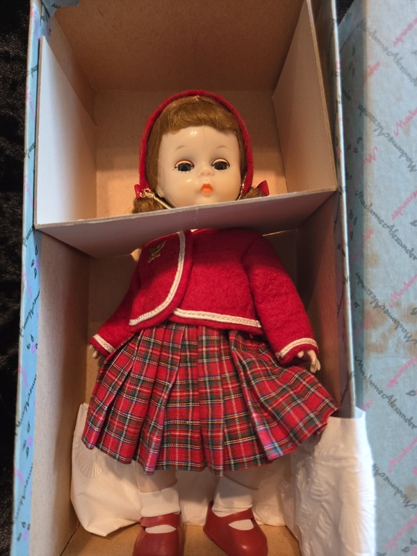 Vintage Plane Trip 1950' red head MADAME ALEXANDER-KINS  BOX bend knee walker