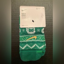 Nike Elite Dri-Fit Christmas Crew Socks Green Youth 3Y-5Y  Woman  s 4-6 