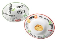 2Er Set Pasta Teller - 26,5 Cm - Porzellan Flach Speiseteller Pastateller Motiv