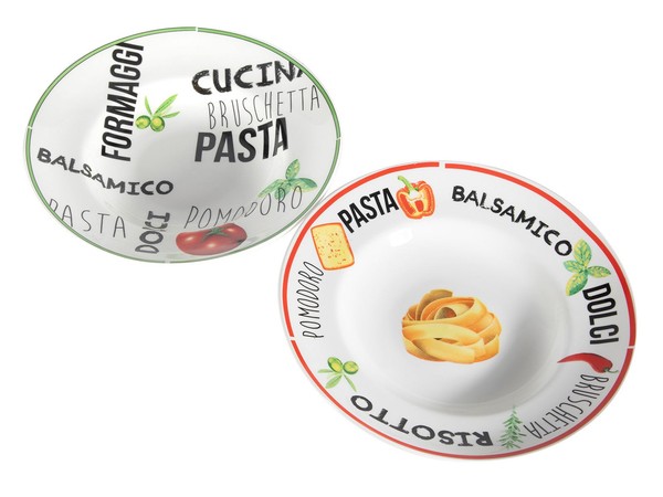 2Er Set Pasta Teller - 26,5 Cm - Porzellan Flach Speiseteller Pastateller Motiv-image