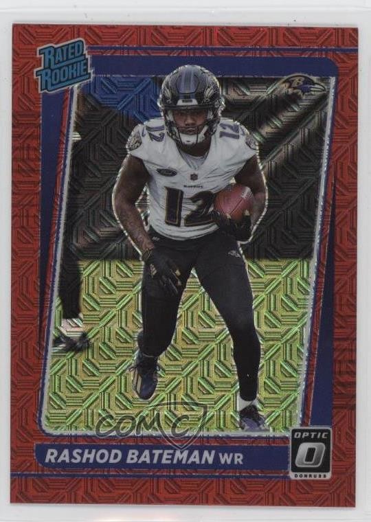 2021 Panini Donruss Optic Rated Rookie Red Mojo Prizm Rashod Bateman #210 13rw