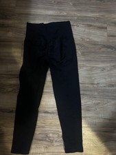 Black Women's Regular Size Solid Pattern High Waist Ankle Leggings