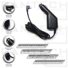 2A DC Micro USB Car Power Charger Cable For Garmin Nuvi 3450 3450LM GPS - CHMCA