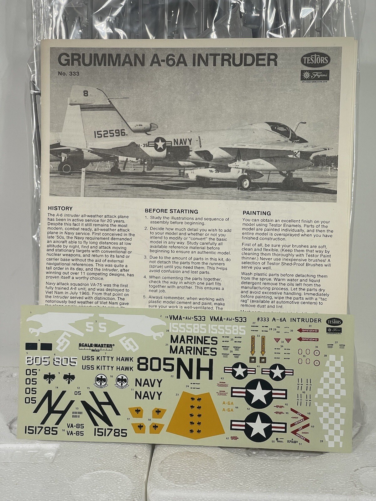 Fujimi Testor Grumman A6A Intruder Vintage 1984 Model Kit 333 Scale 1