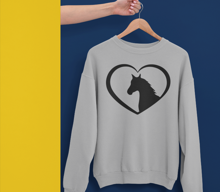 Cavallo Cuore Felpa Equestre da Moto Pony Scherzo Divertente Novità Compleanno