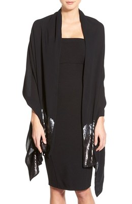 Glint Black Ombré Sequin Chiffon Wrap One Size L110360