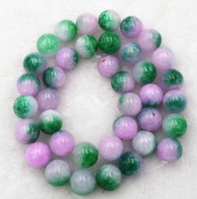 New Natural 6/8/10mm Smooth Lavender Green Jade Round Gemstone Loose Beads 15"