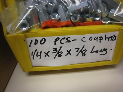 100 pcs 1/4'' x 3/8'' x  7/8'' long THREADED ROD COUPLER Nut STANDOFFS 1/4 -20 T   