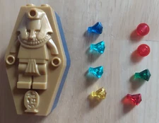 LEGO Mummy COFFIN TOMB Tut Lid KINGS GOLD NEW 8 FREE JEWELS! Navy Blue Bottom