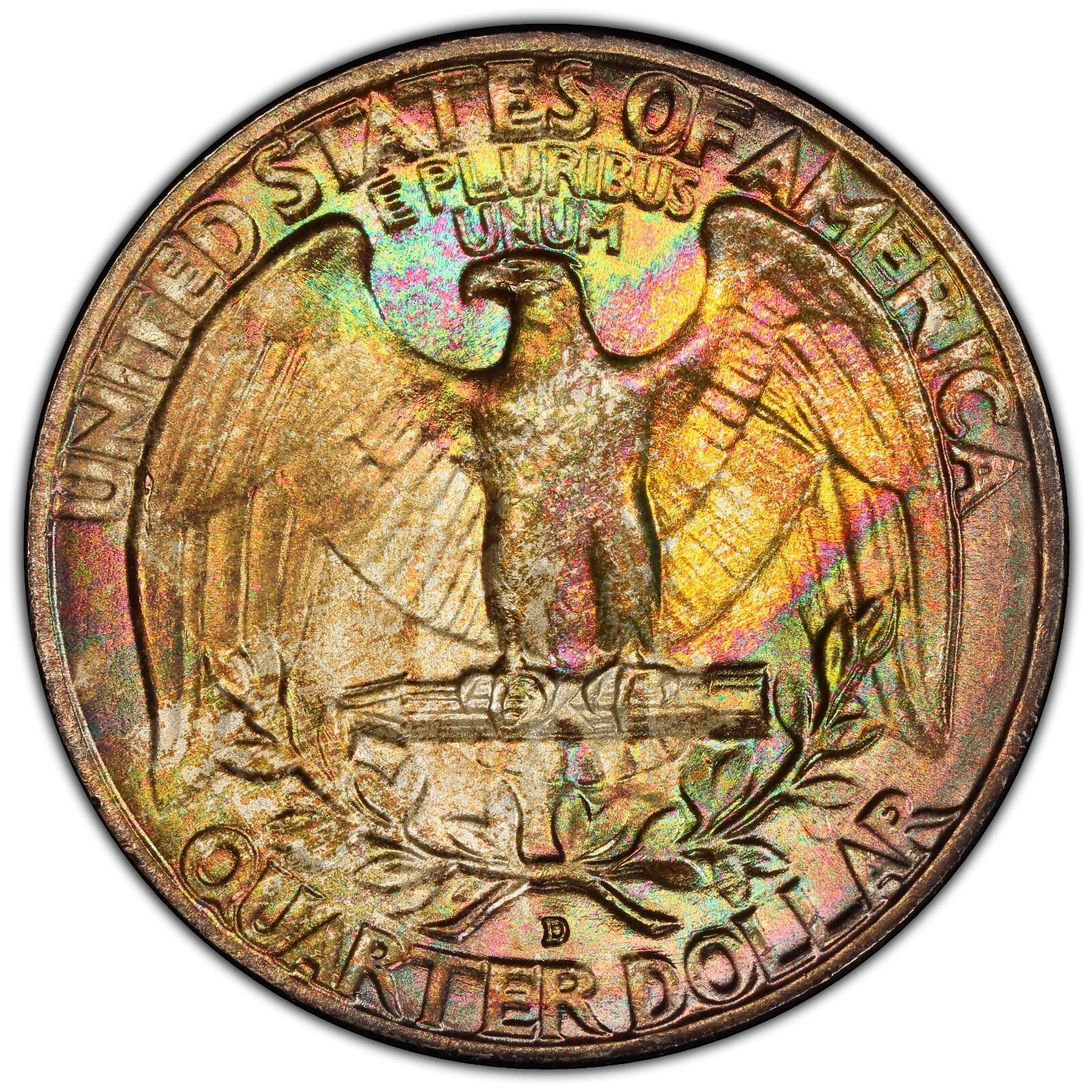 1959 D Washington Quarter PCGS MS67+ Finest Known Pop 4 Rainbow Toned Monster