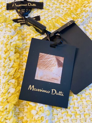 Veste Blazer Métallique Jaune Et Blanc Massimo Dutti Taille M - Neuf Avec étiquettes, 44% Coton