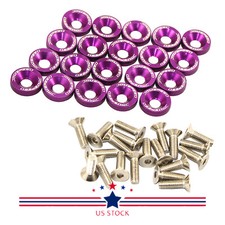 20PCS PURPLE CNC Billet Aluminum Fender Bumper Washer Engine Bay Dress Up kit