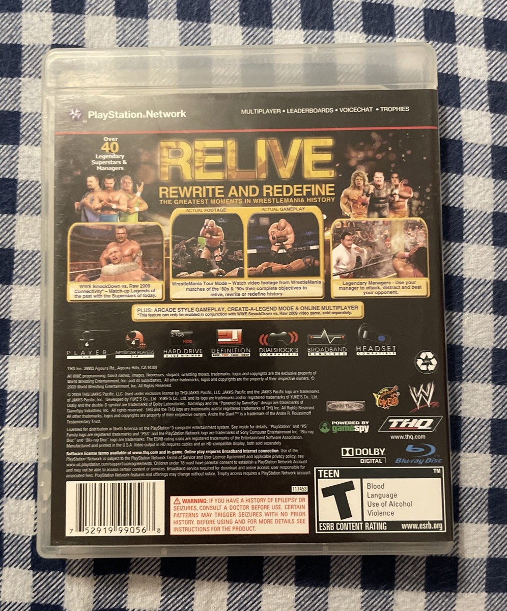WWE Legends of WrestleMania (Sony PlayStation 3, 2009) PS3