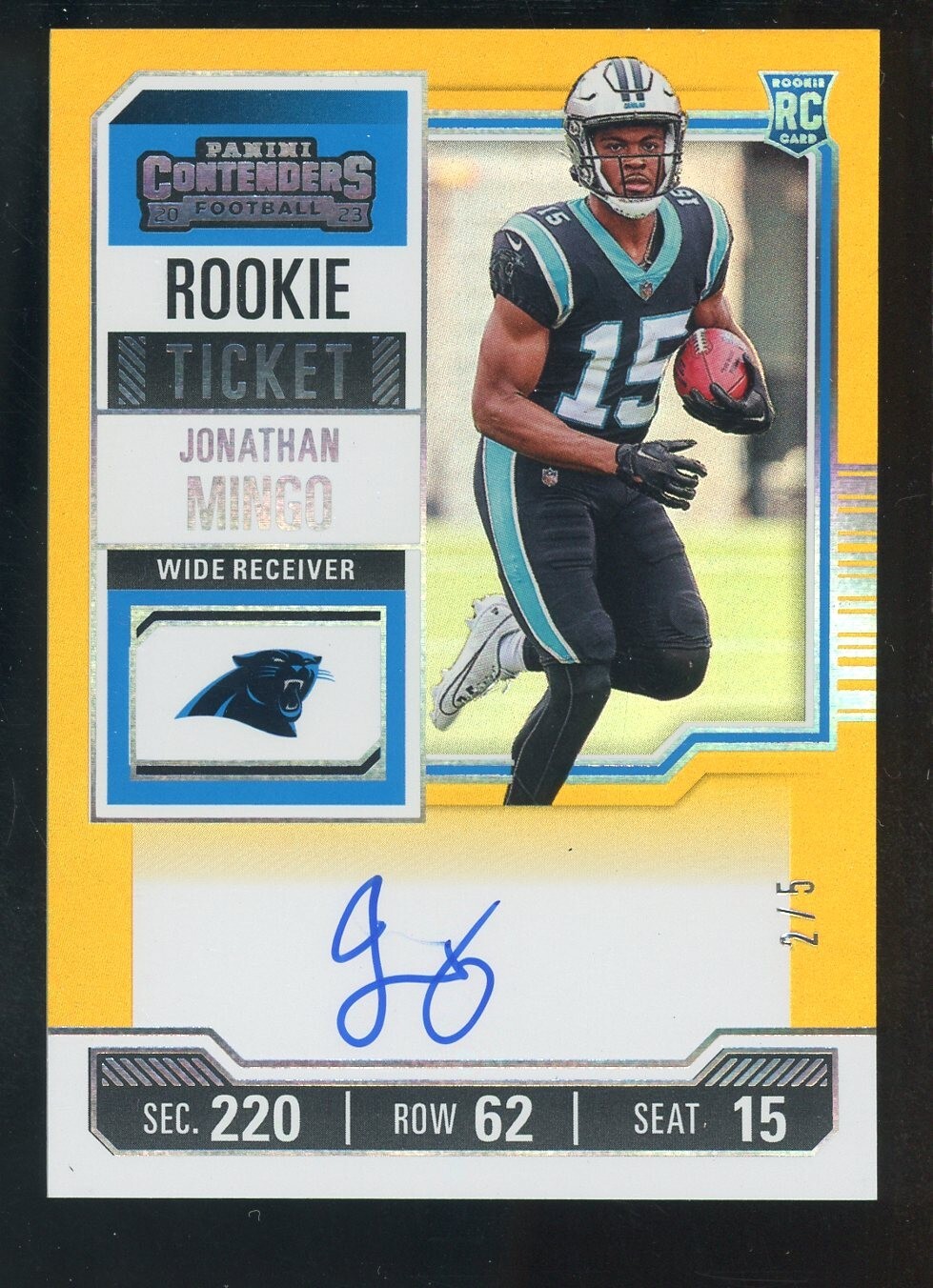 2023 Contenders Goal Line Ticket FOTL #119 Jonathan Mingo RC Rookie AUTO /5