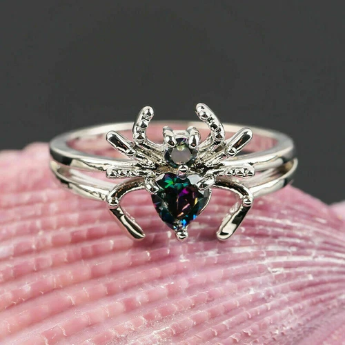925 Silver Ring Jewelry Mystic Topaz Women Wedding Engagement Rings Size 6-10 - Picture 40 of 57
