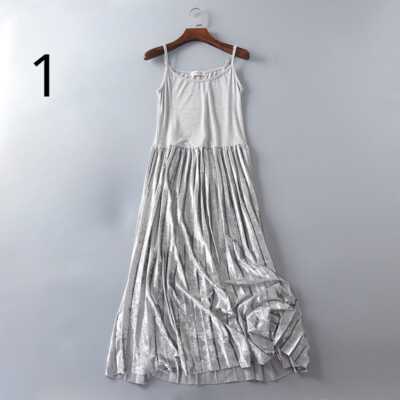 Lady Midi Dress Extender Long Tank Camisole Velvet Cotton Pleated Soft  Basic New | eBay