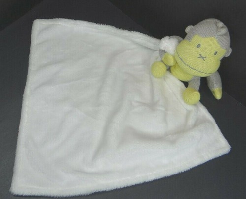 Baby Bum Gray Yellow Knit Monkey Plush With Blanket Lovey Security 5" - Picture 2 of 5