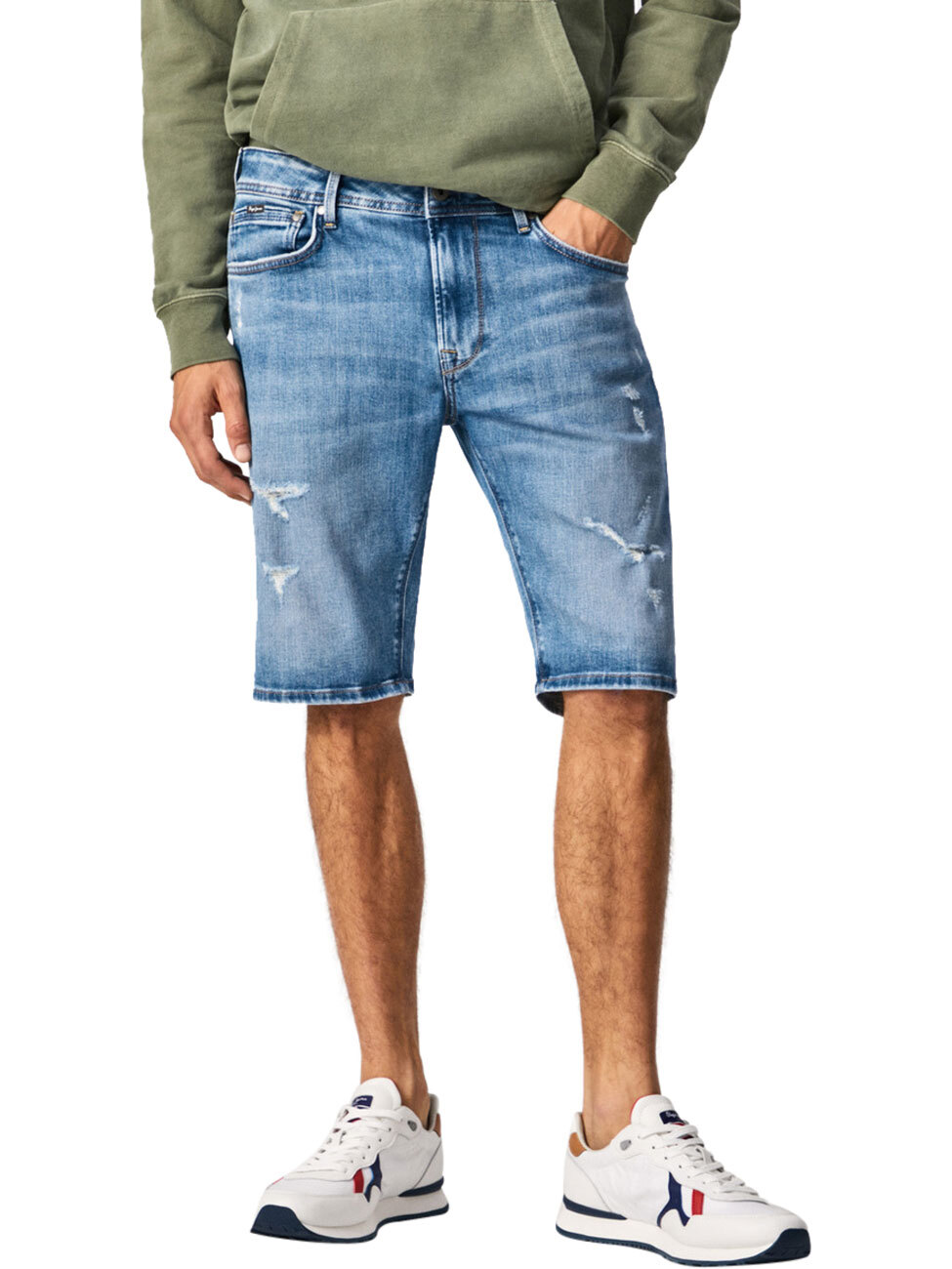 Pepe Jeans Herren Jeans Short STANLEY - Tapered Fit - Blau - Light Wiser Destroy 14190₽