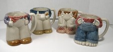 Enesco Mug Cup Planter Bottoms Vintage 1977 E-9219 Lot of 4