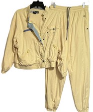 Vintage Jamie Sadok Pastel Yellow 2 Piece Running Suit Pants Jacket Size L