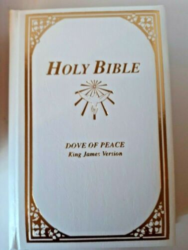 Holy Bible KJV In Cedar Box White Gold Trim Vintage Illustrated Memorial Edition - Picture 2 of 9